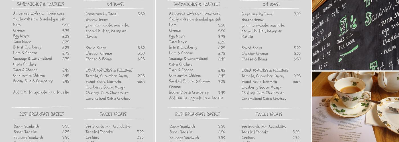 Owl’s Hill Tearoom Menu