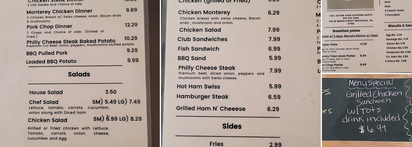 Son Rise Diner Menu