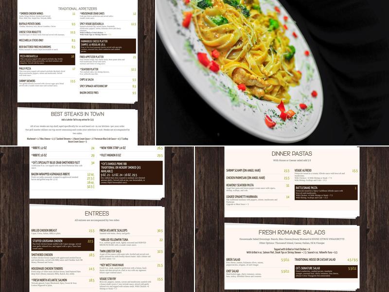 CH Steak Lounge Menu
