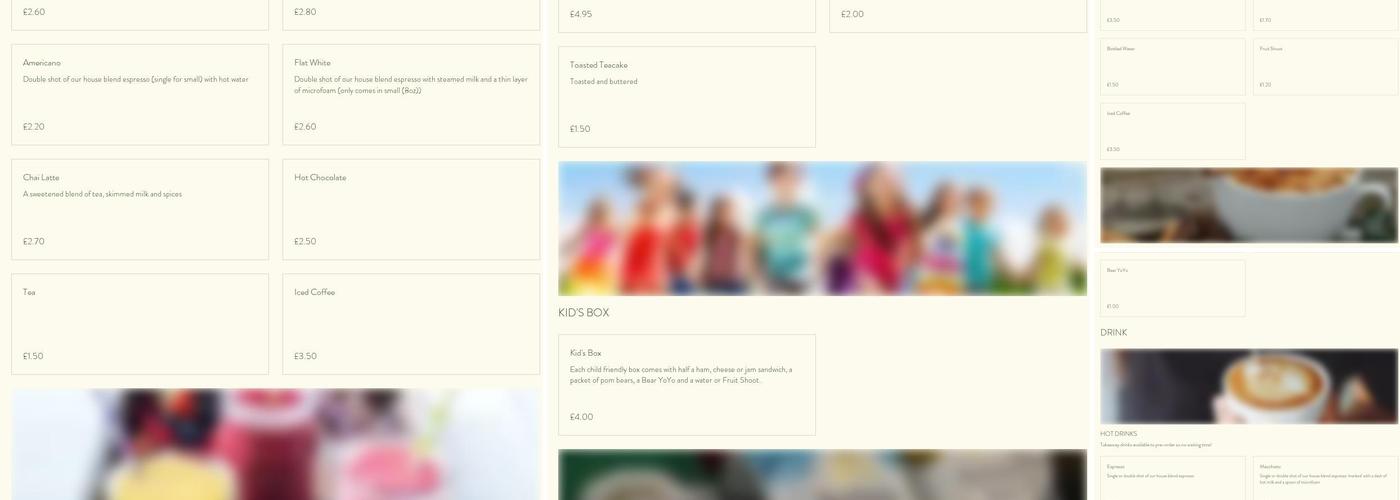 Coffee House In the Gardens Menu