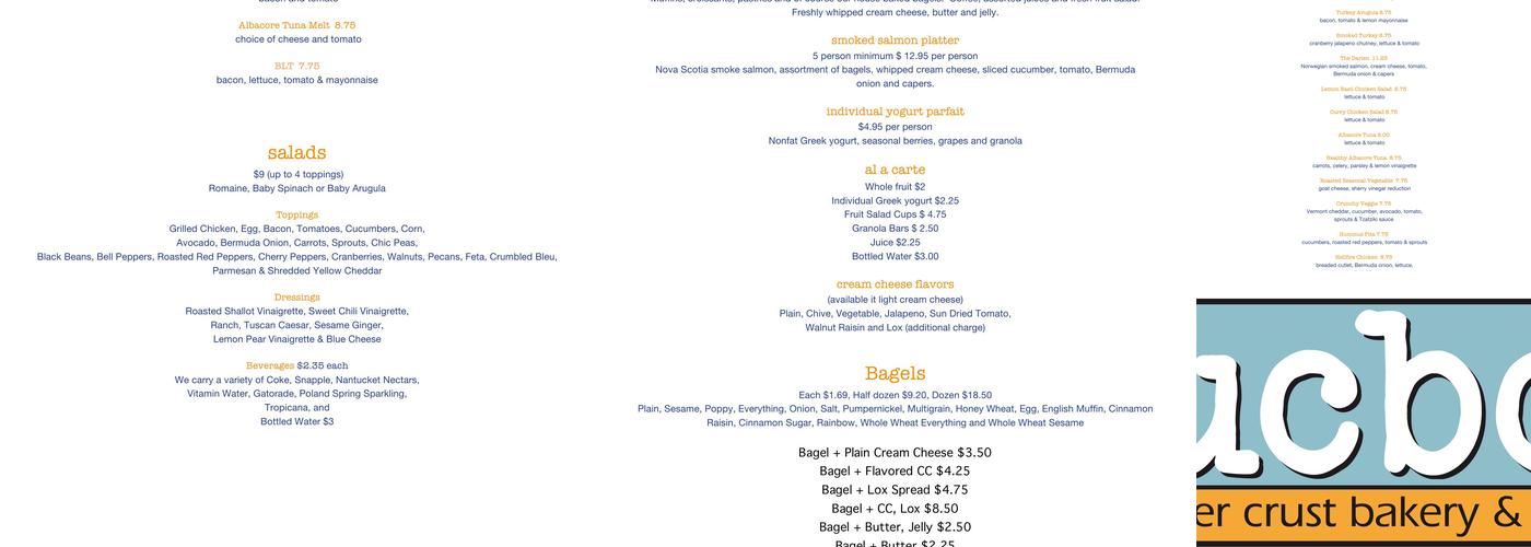 UCBC Bagels - Darien Menu