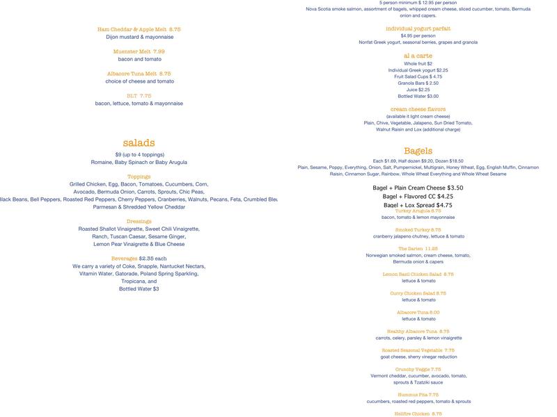 UCBC Bagels - Darien Menu