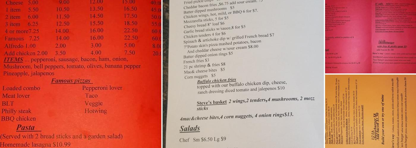 Steve's Pizza Menu