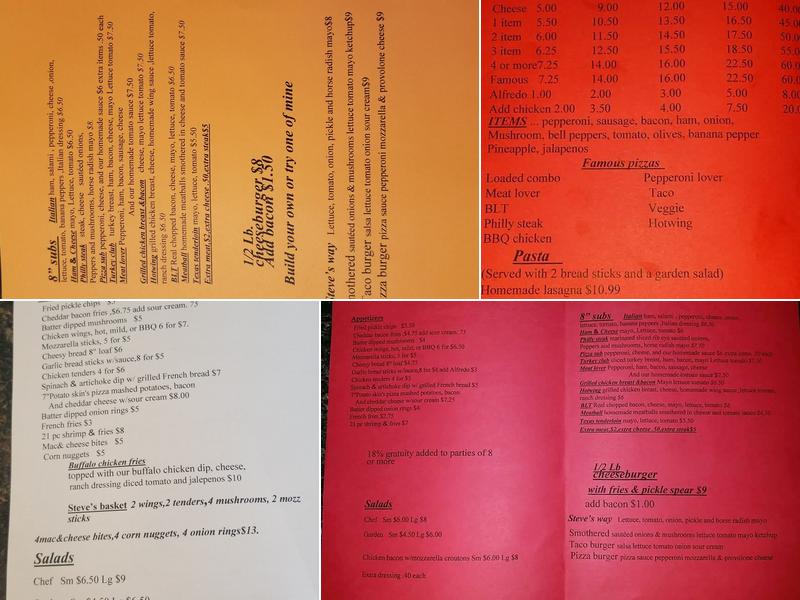 Steve's Pizza Menu