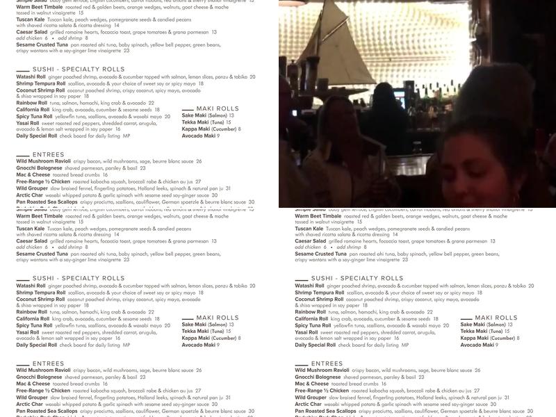 Sails American Grill Menu