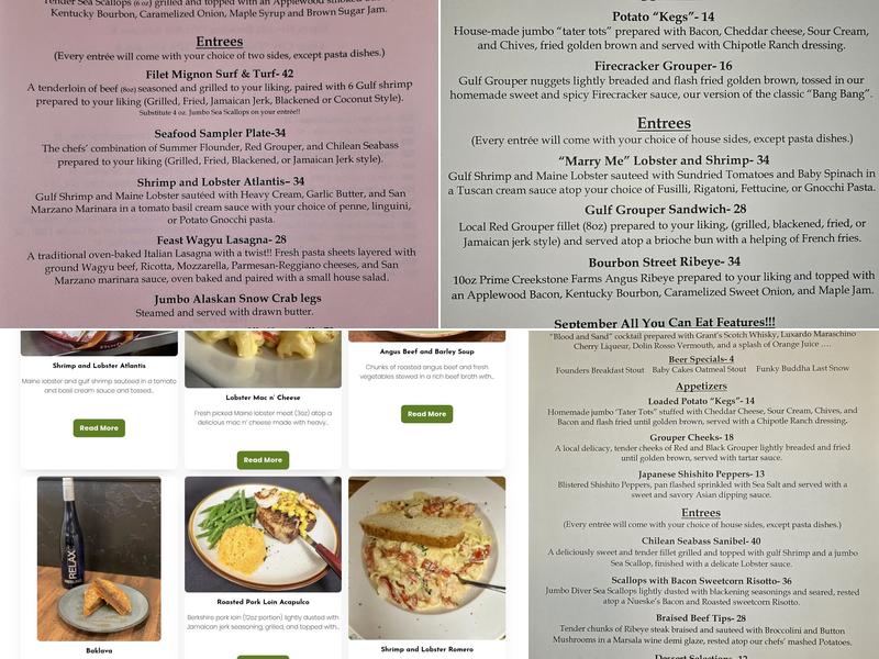 The Feast Restaurant Menu