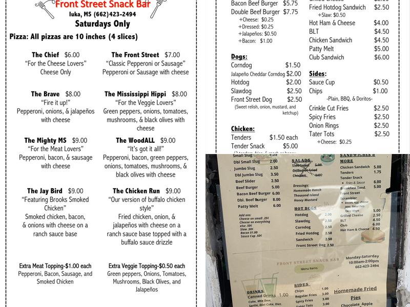 Front Street Snack Bar Menu