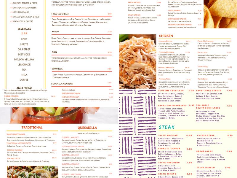 El corral Mexican restaurant Menu