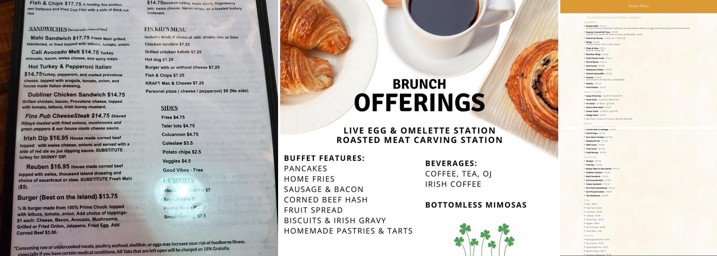 Freckled Fin Irish Pub Menu