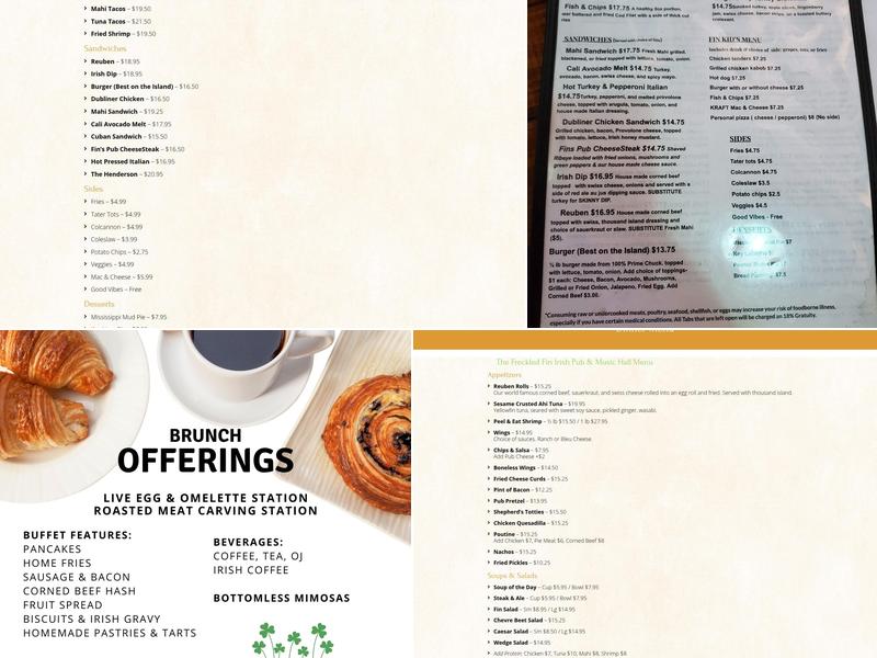 Freckled Fin Irish Pub Menu