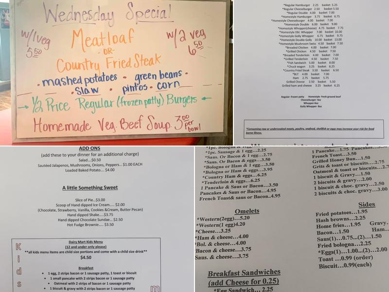 Dairy Mart Menu