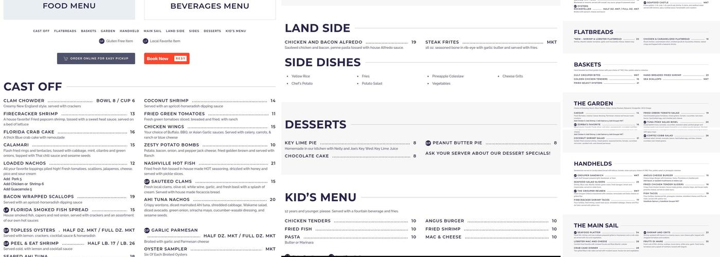 Swordfish Grill Menu