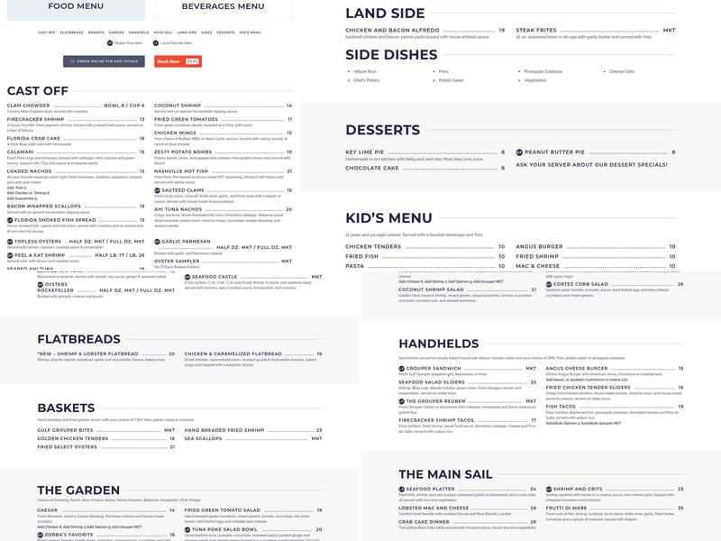 Swordfish Grill Menu
