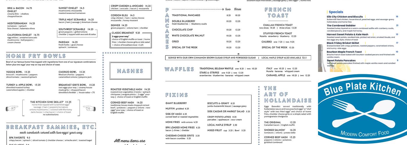 Blue Plate Kitchen Menu