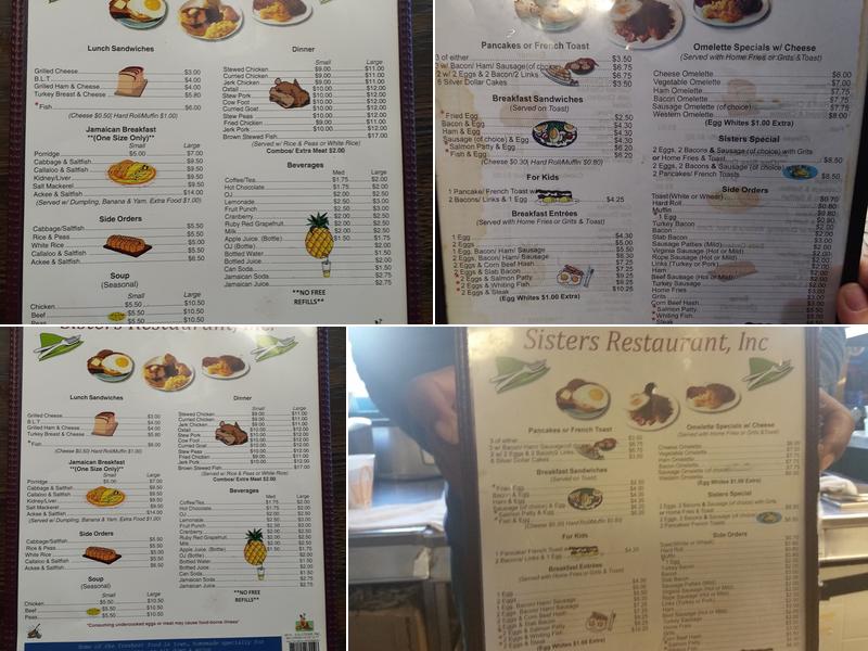 Sisters Restaurant LLC Menu
