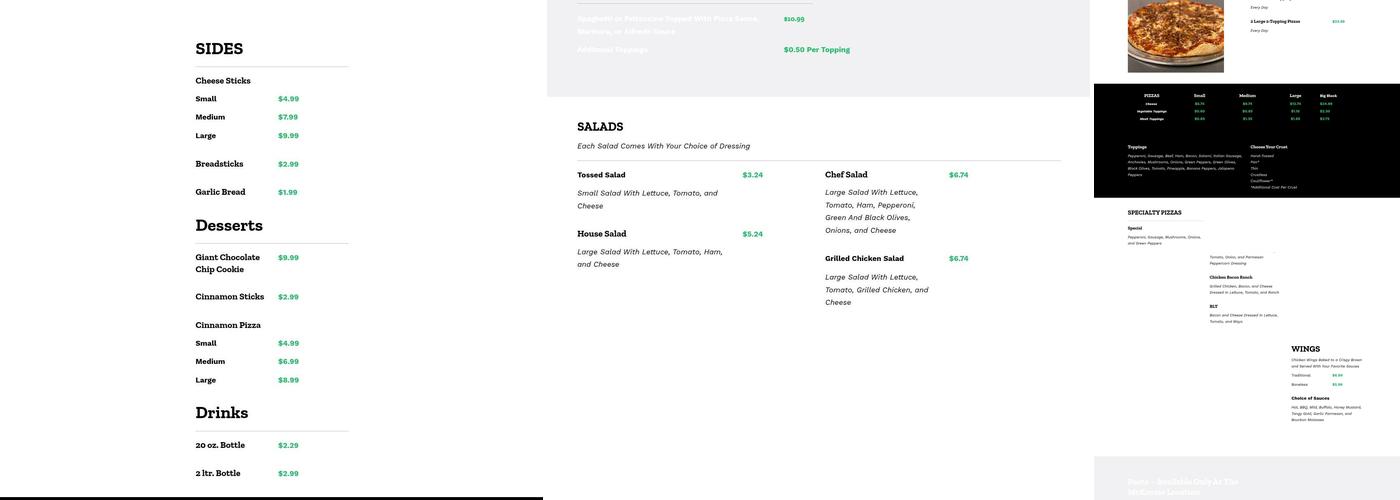 Block City Pizza Menu