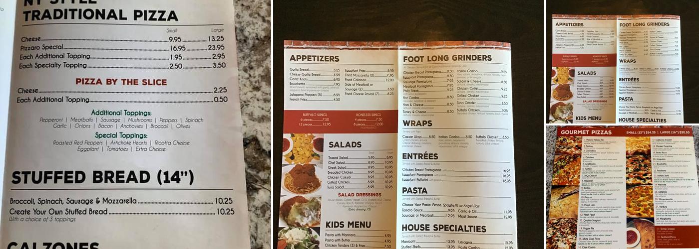 Pizzaro's Pizzeria Menu