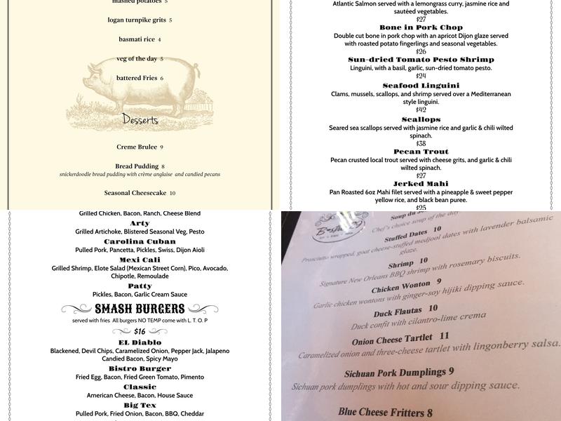 Bistro 29 Menu