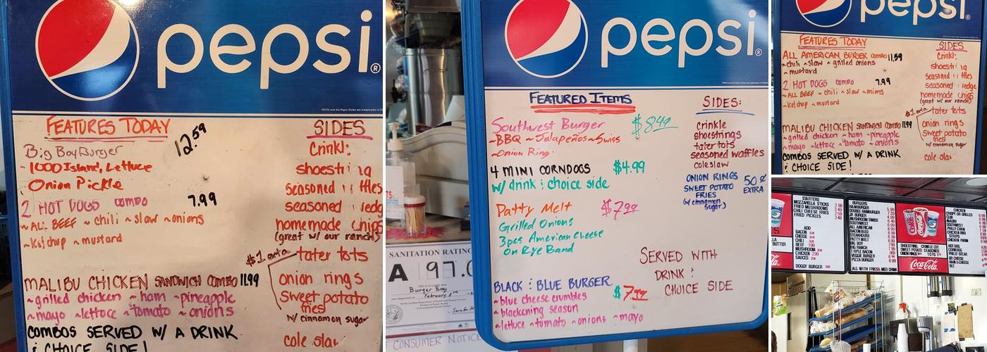 Burger Boy Menu