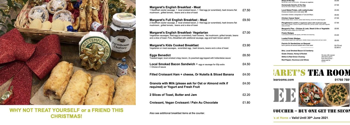 Margarets Tea Rooms Menu