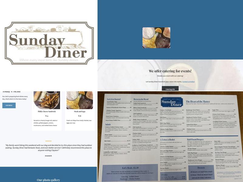 Sunday Diner Menu