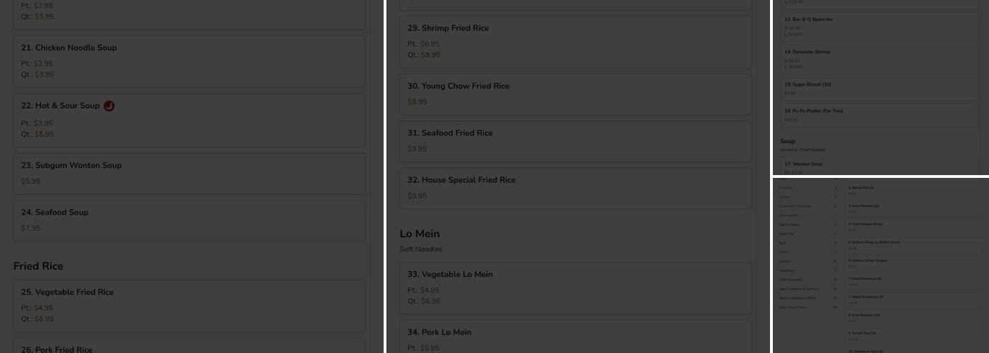 Imperial Buffet Menu