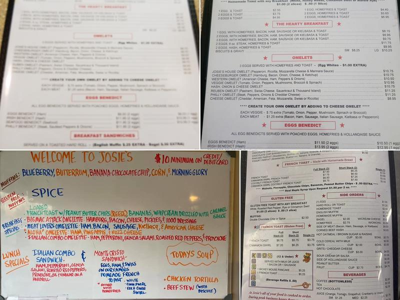 Josie's Corner Menu