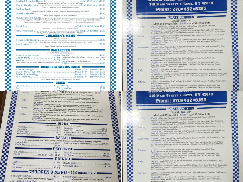 Blue and White Grill Menu