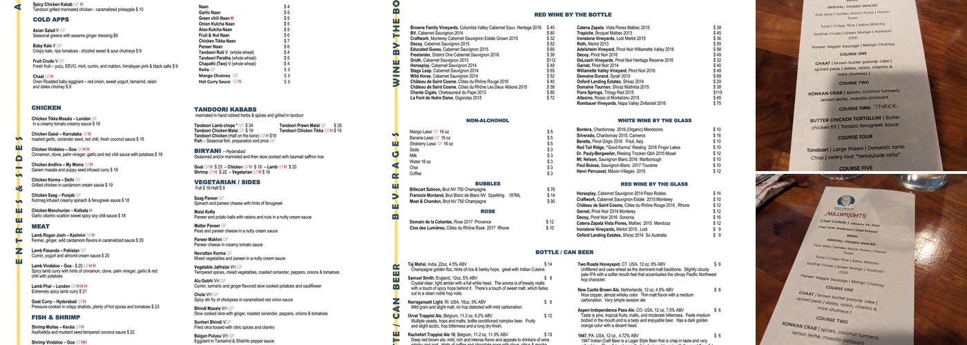 Chef Prasad Menu