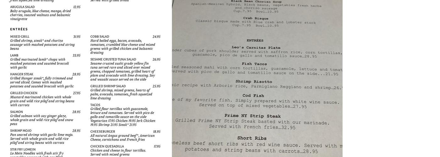Farmer's Table Menu