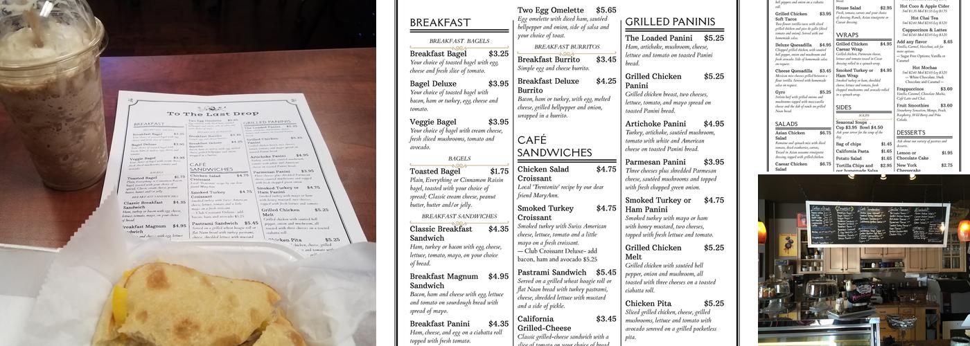To the Last Drop Coffee Shop Menu