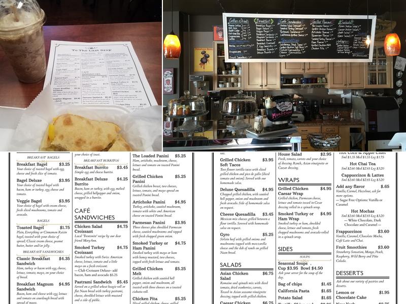 To the Last Drop Coffee Shop Menu