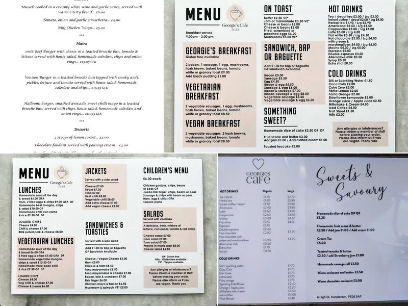 Georgie's Cafe Menu