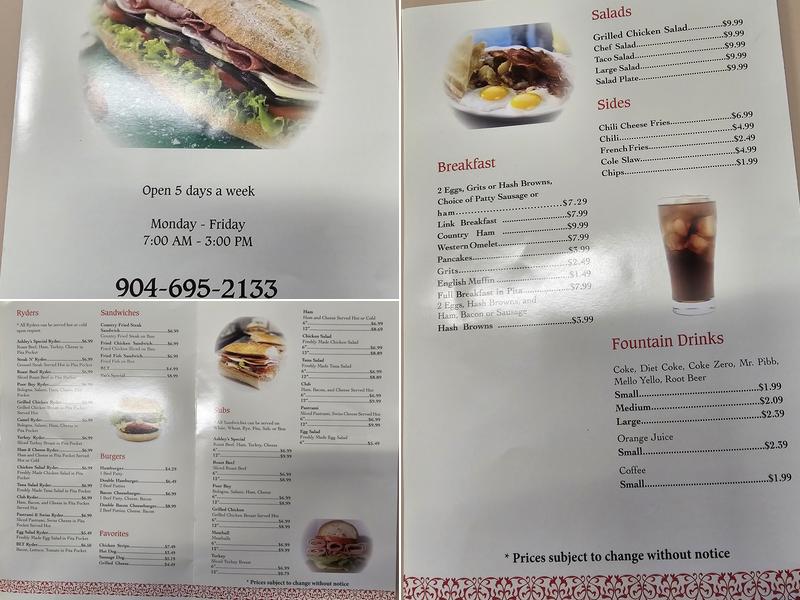 Ashley's Place Menu