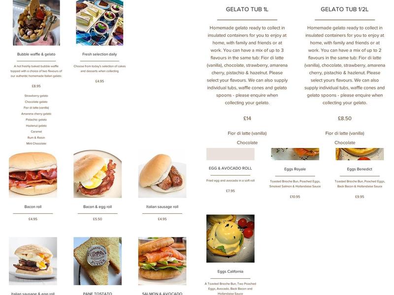 Bottega Montalbano Gelato Menu