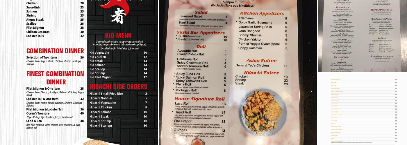 Ninja Japanese Steak & Sushi House Menu