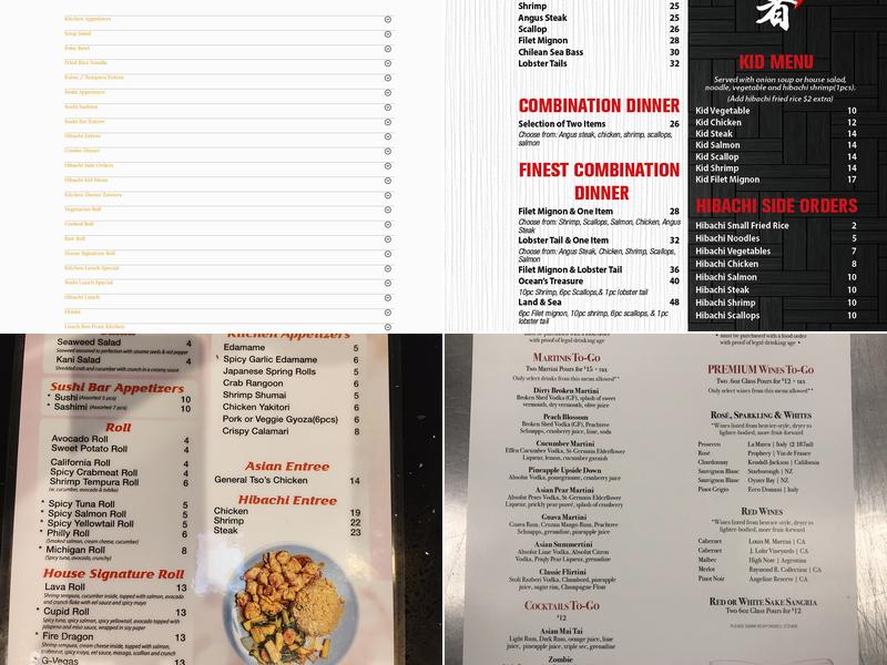 Ninja Japanese Steak & Sushi House Menu