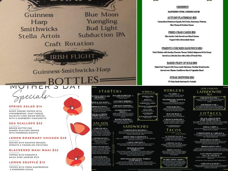 The Lansdowne Irish Pub & Music House Menu