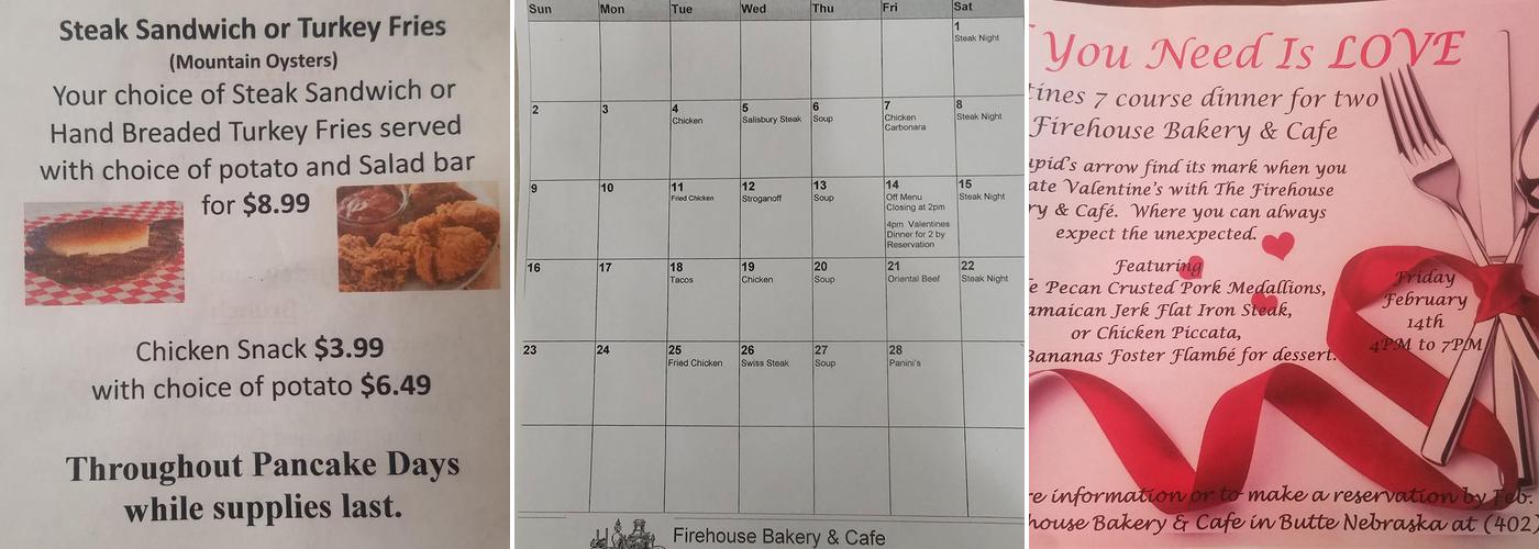 Firehouse Bakery & Cafe Menu