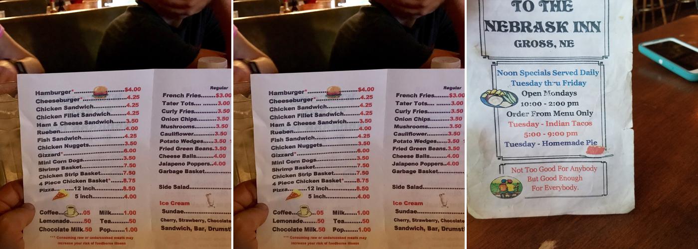 Nebrask Inn Menu