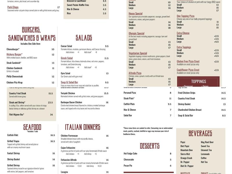 Olympic Steak & Pizza - Atoka Menu