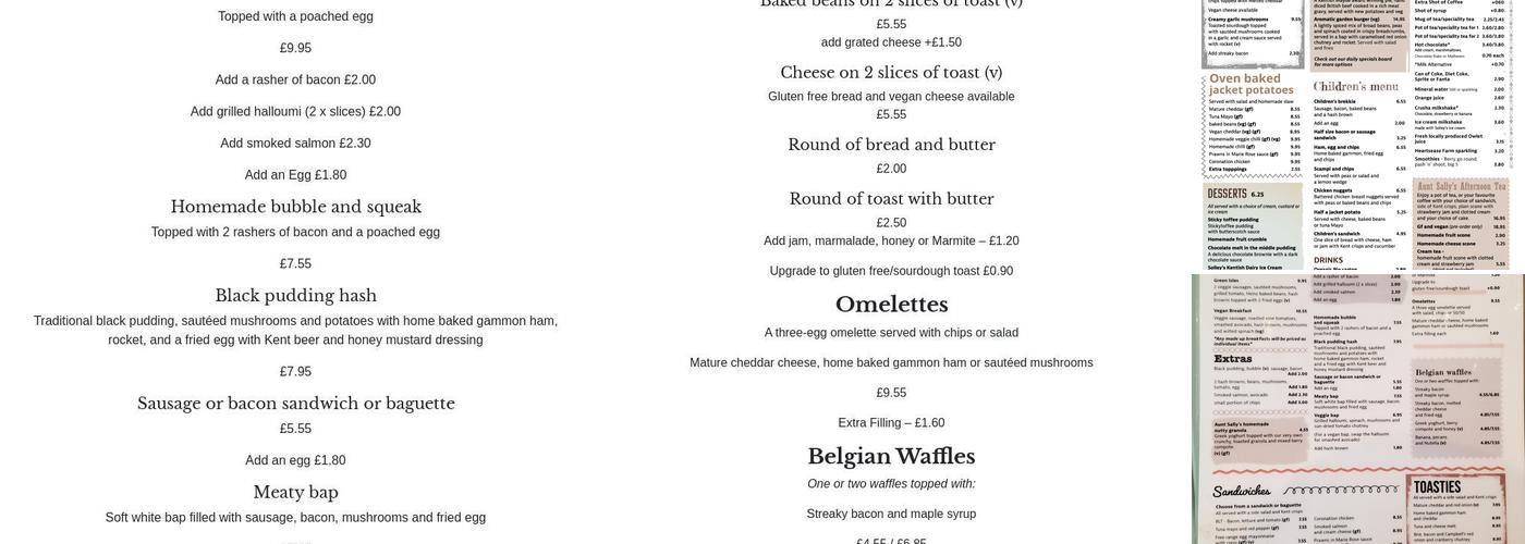 Aunt Sally's Kitchen Menu