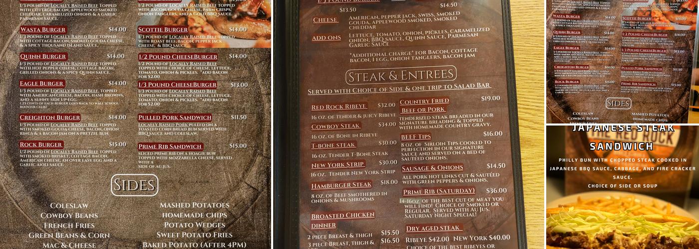 Red Rock Menu