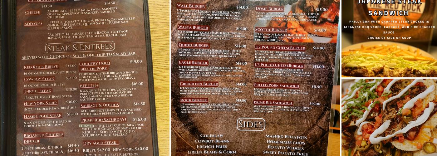 Red Rock Menu