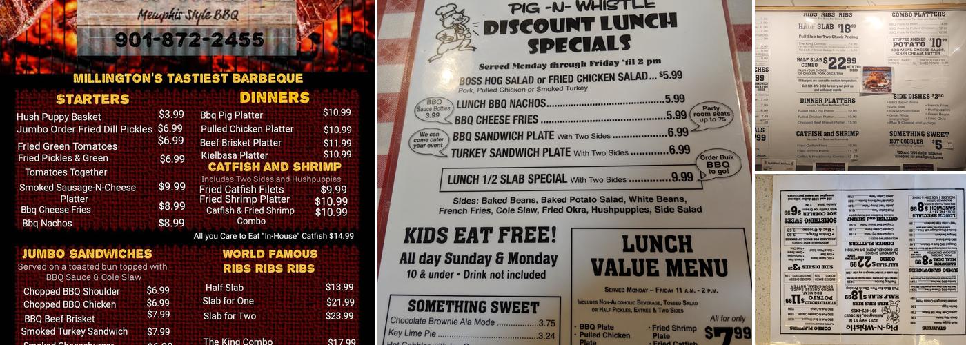 Pig-N-Whistle BBQ & Catfish Menu