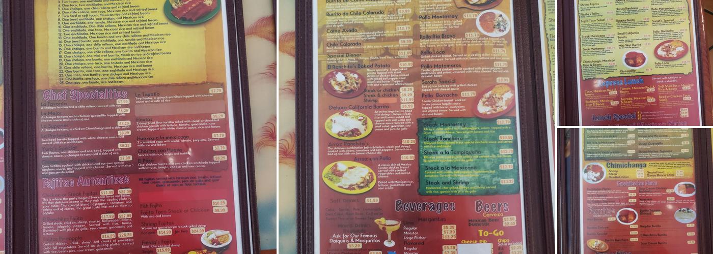 El Ranchitos Menu