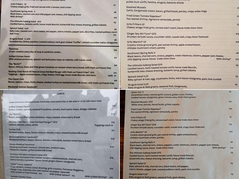 Grits Cafe Menu