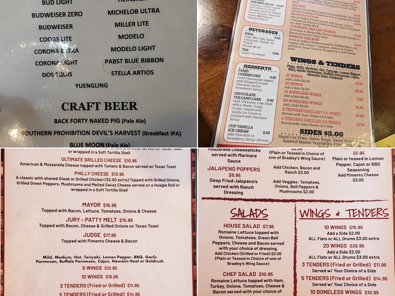 Bradley's Olde Tavern Menu