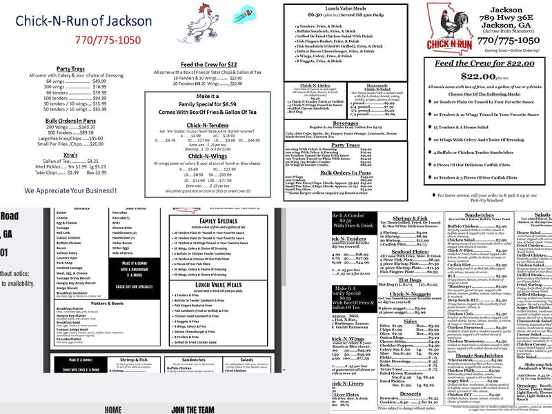 Chick N Run of Jackson Menu