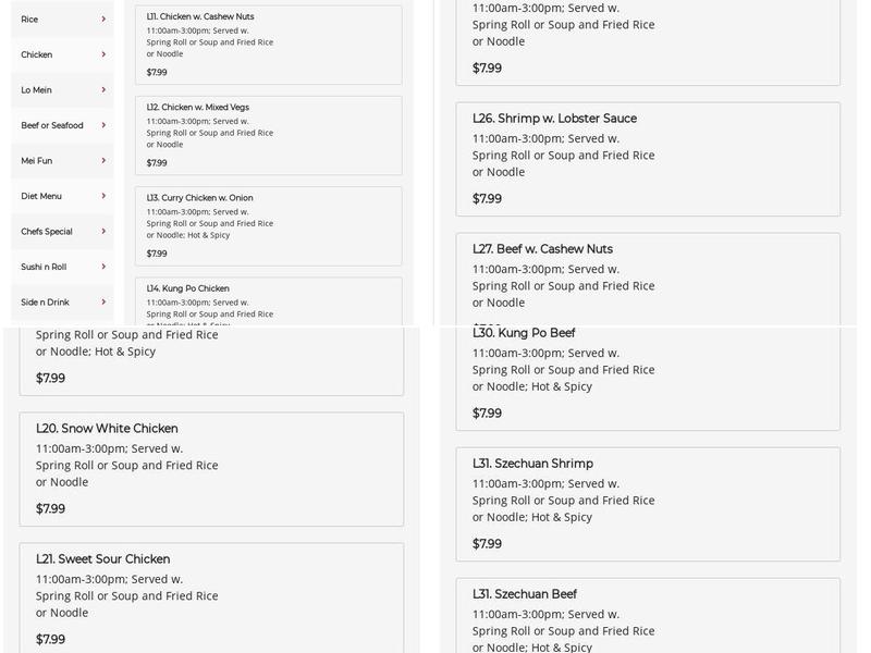 Hibachi Express Menu